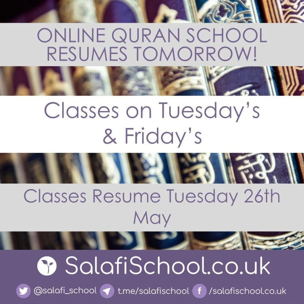 ONLINE Qur’an School Resumes Tomorrow!